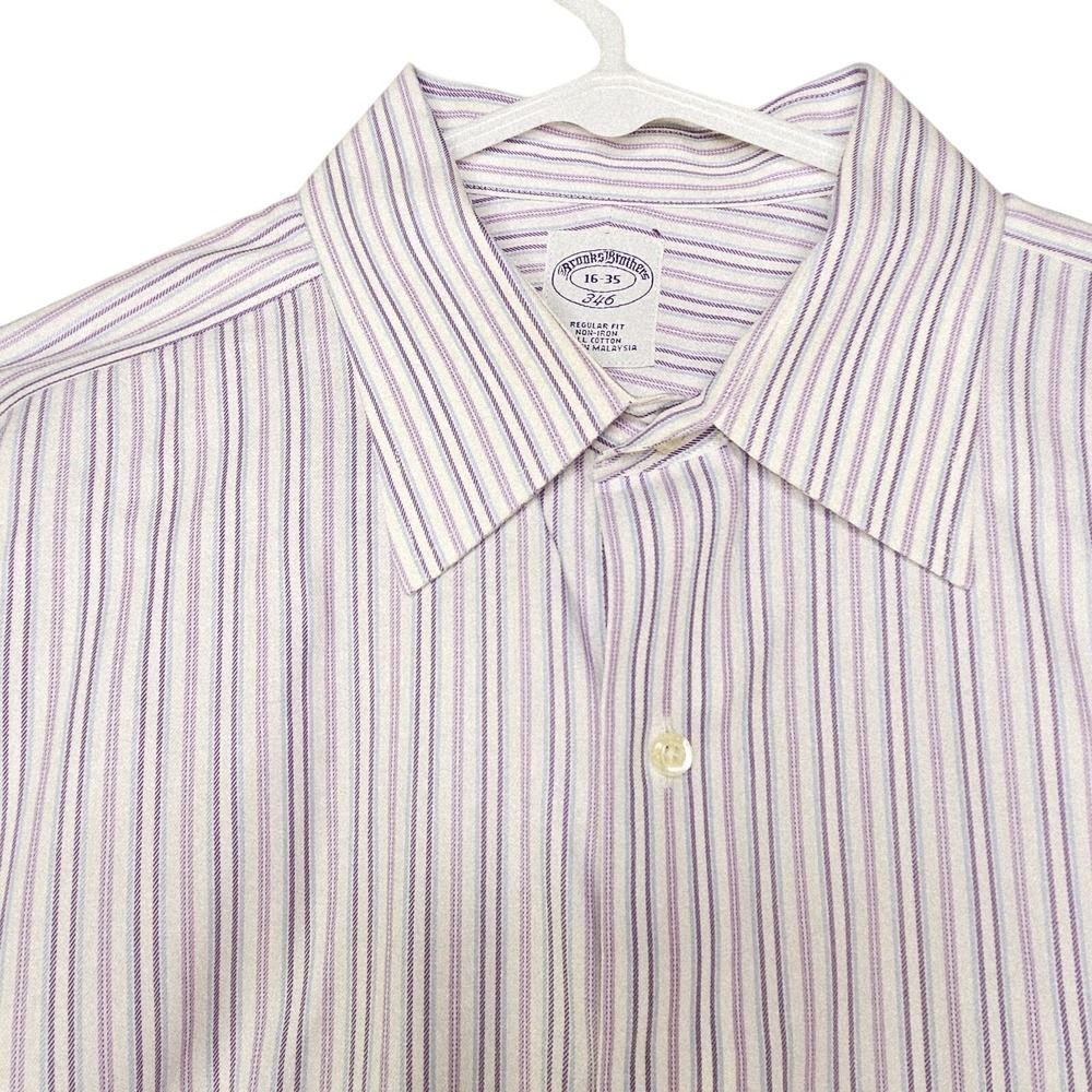 Brooks‎ Brothers Purple Striped French Cuff Non-Iron Dress Shirt 16-35 Regular